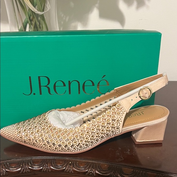 J.Renee Sparkling Gold Slingback Heels - Picture 5 of 7